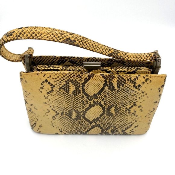 ANDREW GELLER Vintage Snake Skin Purse Handbag Small Beige Brown‎ - Picture 1 of 11